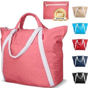 Bodysurf Beach Bags Waterproof Sandproof - Packable Foldable Nylon Zipper Tote